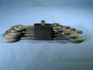 Vintage Indestro Mfg Co Klip - Tite 5pc Sae Open End Wrench Set 0930 - 5p Usa Tool