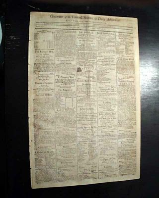 PRESIDENT JOHN ADAMS Act of Congress re.  Courts w/ Heraldic Eagle 1801 Newspaper 4