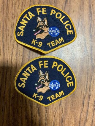 2 Us Santa Fe Railroad Police K - 9 Patches & 1 Santa Fe Railway Blue Police Patch