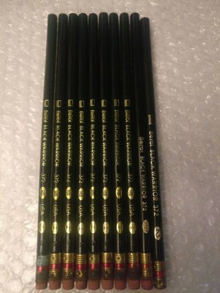 Berol Black Warrior 372 - 2 Lead Pencil Set Of 10 Unsharpened Eraser Metal Damage