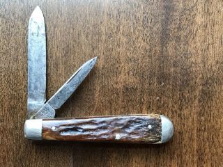 Vintage Union Cut Co Olean NY Jack Knife Bone Folding Knives No Case Or Sheath 7