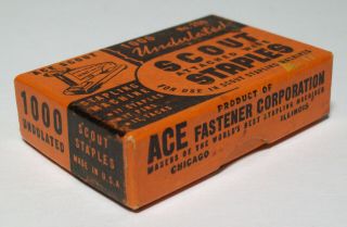 Vintage Full Box Ace Scout 1000 Undulated Staples No.  200 With Inside Ad Card