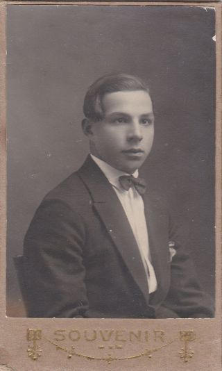 1927 Cdv Handsome Young Man In Suit Old Russian Antique Soviet Photo