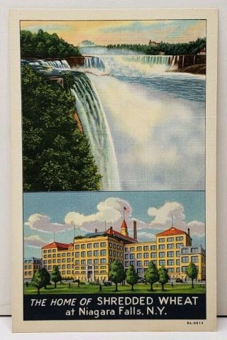Home Of Shredded Wheat At Niagara Falls Ny Linen Postcard F2