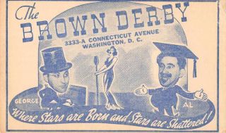 Washington Dc The Brown Derby Advertising Private Mail Vintage Postcard Jg235994