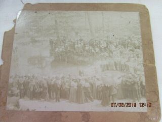 Vtg Cabinet Card Photo 1902 Victorian River Baptism Revaugh Creek Mo ? Name