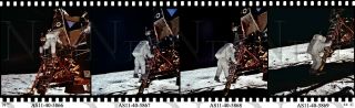 Nasa Apollo 11 70mm Positive Film Strip Sequence Buzz Steps On The Moon Numbered