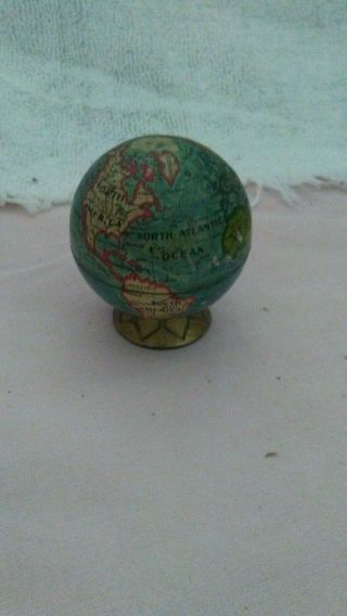 Vtg Tin Litho World Globe Pencil Sharpener Germany 1930s