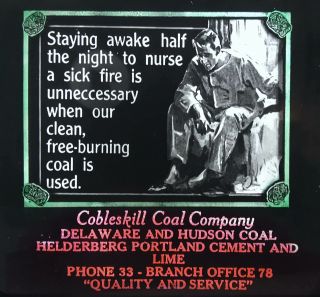 Cobleskill Ny: Two Coal Cement Company Theatre Magic Lantern Advertising Slides