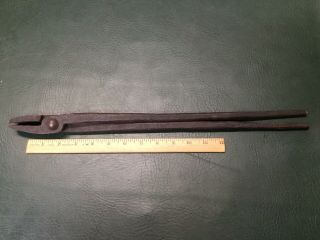 Antique Blacksmith Tongs For Forging & Anvil Metalworking Grooved Jaws