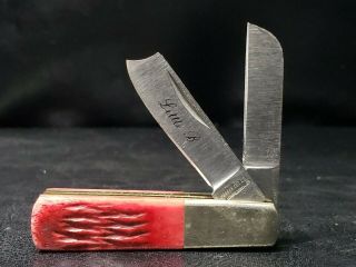 Rare Parker Cutlery Co Red Bone " Little B " Womans Gift Mini 2 Blade Pocket Knife