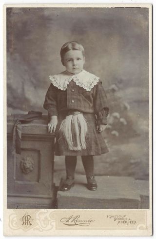 Cabinet Card Photograph Child Wearing A Kilt By Rennie Of Aberdeen