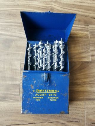 Vintage Craftsman Auger Bits 12 Piece With Metal Case Complete,  Except For 5