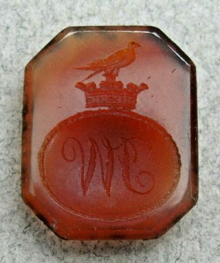Georgian Carnelian Seal Matrix - Crest Engraved.  C1800
