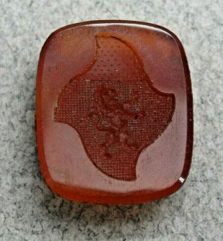 Georgian Carnelian Seal Matrix - Crest Engraved.  C1800 - Rampant Lion