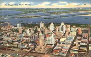 Miami Florida Fl Aerial View 1940s