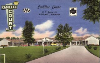 Cadillac Court Ashland Virginia Va Crown Sign 1940s