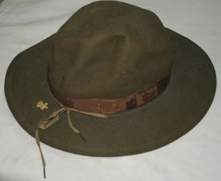 Vintage Scout Leader Master Boy Scouts Of America Hat Size 7¼ " & Liberty Pin