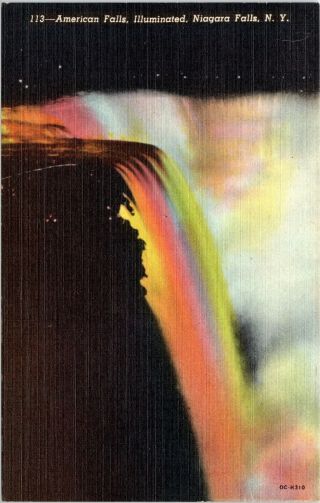 American Falls Illuminated - Niagara Falls York Postcard
