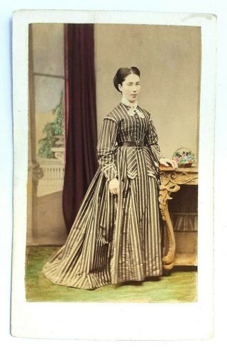 Antique,  Hand Tinted Photograph,  Cabinet Card,  Cdv,  Victorian Lady C1870 
