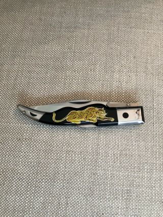 Vintage Leopard Stainless Steel Lock Blade Pocket Knife Made In Japan