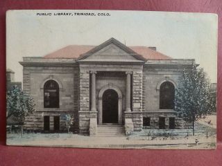 Old Postcard 1912 Public Library Trinidad,  Co