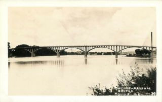 Rppc Moline Arsenal Bridge Moline Il Illinois Real Photo Postcard 1930s