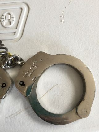 Vintage Handcuffs By Police Made In Italy With Keys And Leather Holder 4