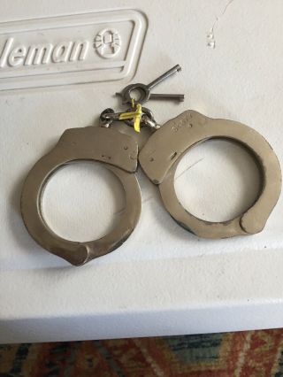 Vintage Handcuffs By Police Made In Italy With Keys And Leather Holder 6