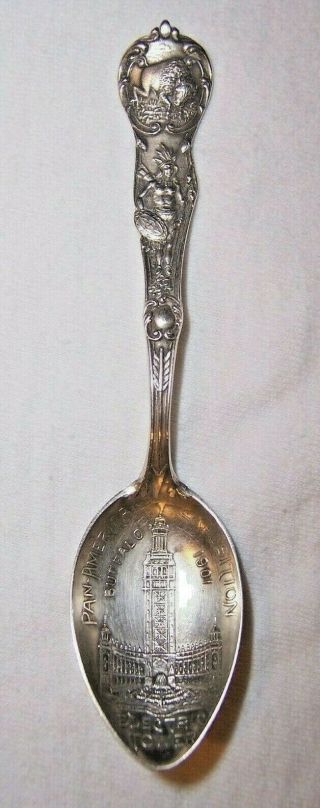 1901 Pan - American Exposition,  Sterling,  Indian Chief,  Buffalo Detailed Spoon