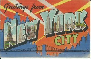 Vintage Postcard - Greetings From York City Ny - Posted 1943