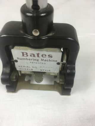 Antique Bates Numbering Machine 6 Wheels E - Style Great 3