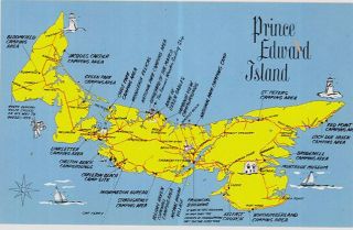 C1950s Map Of Prince Edward Island Canada Postcard View