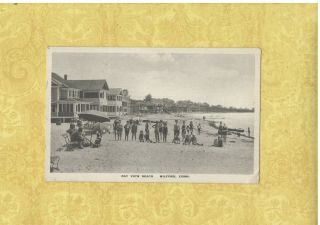 Ct Milford 1928 Antique Postcard Bay View Beach Houses & Kids Conn Bayview