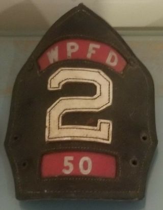 Vintage Cairns & Bros Fireman Fire Helmet Leather Badge " Wpfd 2 50 "