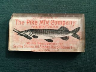 Vintage Oil Stone - Ad For " The Pike Mfg Company " - Gets Knives Sharp - P1801