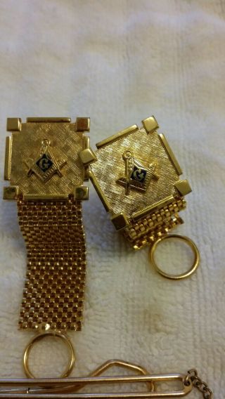 Vintage Masonic Cuff Links And Tie Cuffs 2
