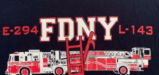 Fdny Nyc Fire Department York City T - Shirt Sz 2xl Jamaica Queens E 294 L 143