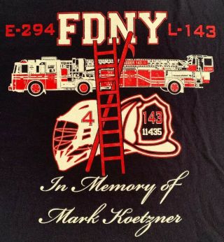FDNY NYC Fire Department York City T - shirt Sz 2XL Jamaica Queens E 294 L 143 3