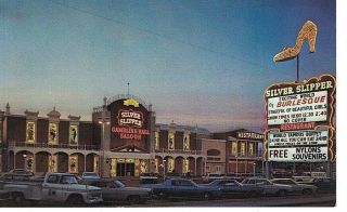Silver Slipper Las Vegas Night Street View Neon Bulbs Marquee Postcard Vintage