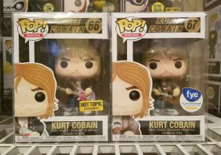 Funko Pop Kurt Cobain Set Of 2 66,  67 W Protectors Fye,  Hot Topic Exclusives