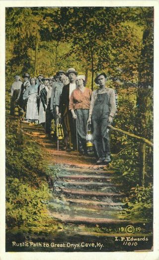 Edwards Great Onyx Cave Kentucky Rustic Path 1920s Postcard 5720