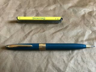 Vintage W A Sheaffer Pen Company Mechanical Pencil,  Teal Blue With Leads
