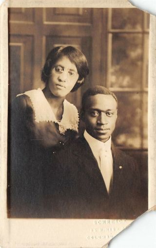 Black Americana 1920s Rppc Real Photo Postcard Well Dressed Couple Columbus Ohio