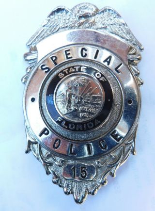Vintage Special Police (florida) Badge With Screw Back,  Size: 3 " X 2 "),  Old