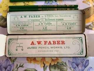 Vintage German A.  W.  Faber Castell Pencil Tin Box 12 Pencils 4
