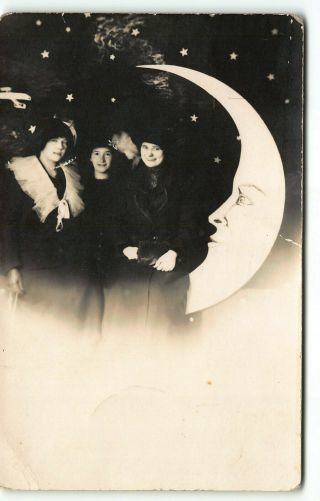 1912 Arcade Souvenir W Paper Moon Rppc Photo Postcard Minn Duluth Minnesota Mn
