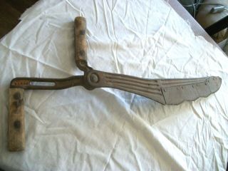 Rare Hay Knife Saw Blade Cutting Edges Rivited Cutters Adj Handle Angle 33 1/2 "