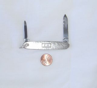 Vintage Sterling Silver Pocket Knife Empire Winsted 2 Blade Monogram EH 5