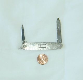 Vintage Sterling Silver Pocket Knife Empire Winsted 2 Blade Monogram EH 6